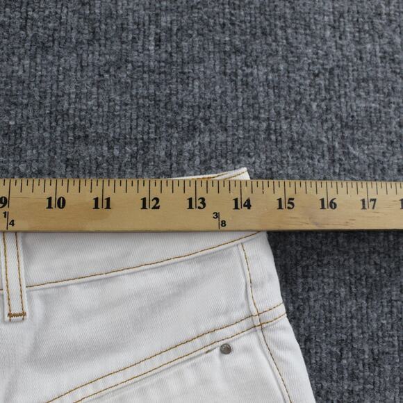 Ba&sh Jeans Womens 1 Small Straight High Rise Raw Hem White Denim Chic Casual - Picture 10 of 16